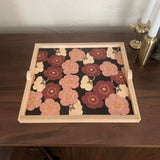 Alice Maroon Square Wood Serving Tray