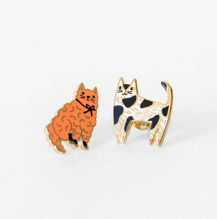 Cats Earrings - Gold Statement Studs