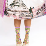 Heart Floral Sheer Crew Sock