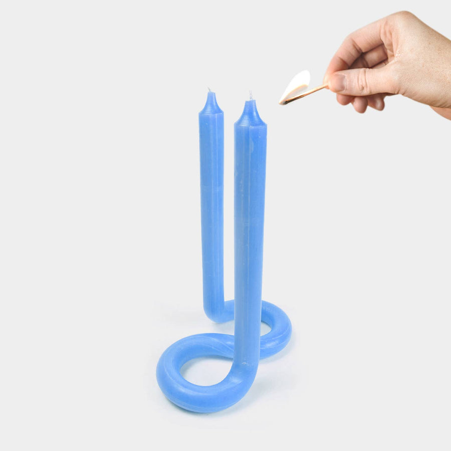 Twist Candle Sticks in Light Blue