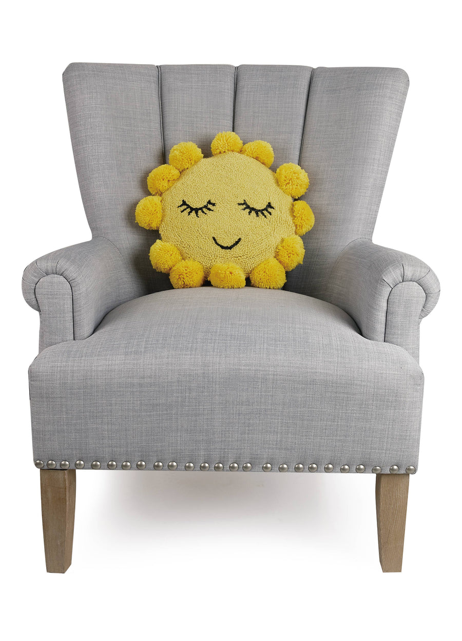 Sunshine Hook Throw Pillow w/Pom Poms