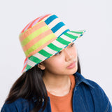 Super Stripe Bucket Hat in Peach Cobalt