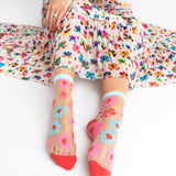 Ribbon Roses Sheer Ankle Sock