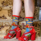 La Dolce Vita Black Sheer Crew Sock