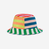Super Stripe Bucket Hat in Peach Cobalt