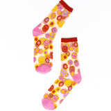 Smiley Face Daisy Sheer Crew Sock