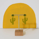 Olive Cactus Dangly Earrings