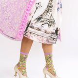 Heart Floral Sheer Crew Sock