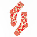 Strawberry Daisy Ruffle Sheer Crew Sock: Size I: Fits US W5.5-9.5