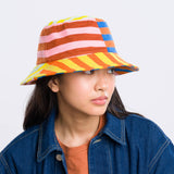Super Stripe Bucket Hat in Peach Cobalt