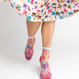 Ribbon Roses Sheer Ankle Sock