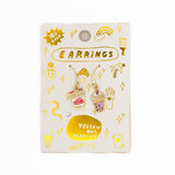 Cup of Noodles & Boba Earrings - Gold Junk Food Statement