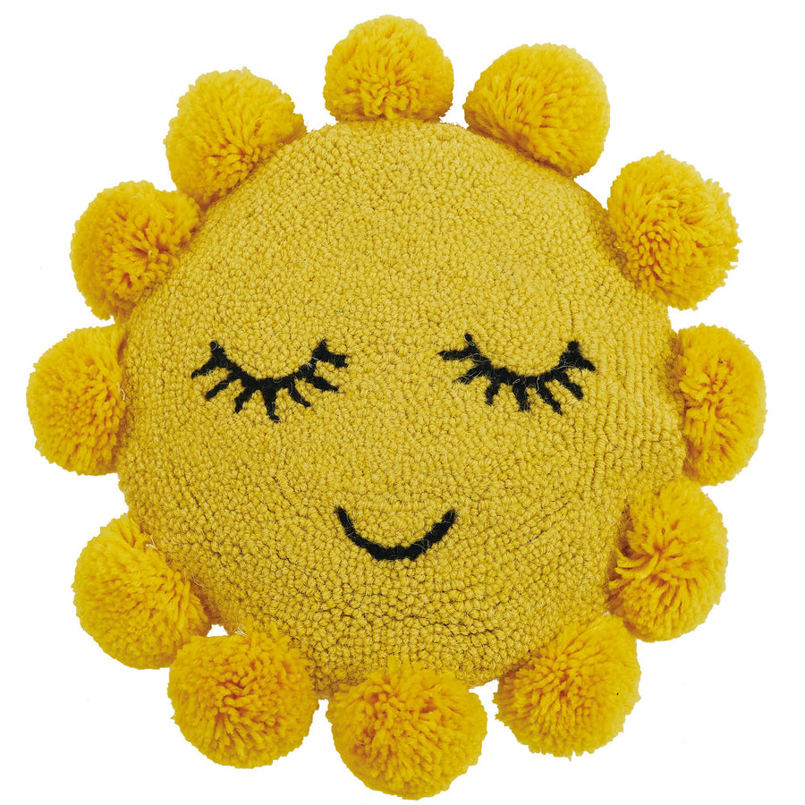 Sunshine Hook Throw Pillow w/Pom Poms