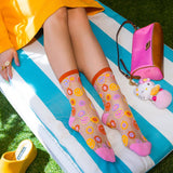Smiley Face Daisy Sheer Crew Sock