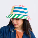 Super Stripe Bucket Hat in Peach Cobalt