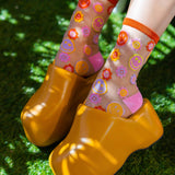 Smiley Face Daisy Sheer Crew Sock