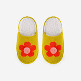 Flower Pom Slide Slippers in Golden Olive