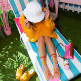 Smiley Face Daisy Sheer Crew Sock