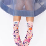 Abstract Faces Printed Ankle Sock - U.S. Women's Size 5 - 10