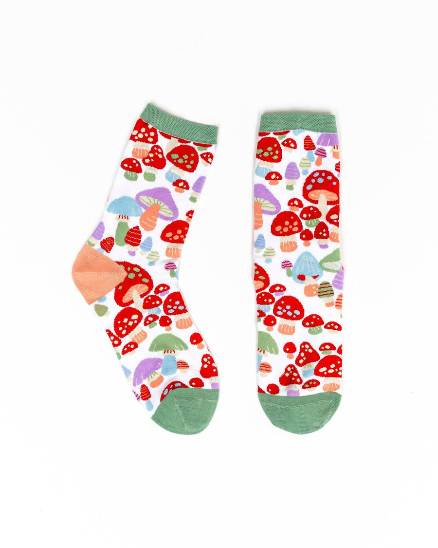 Mushroom Forest Crew Sock - U.S. Women's Size 5.5 - 10