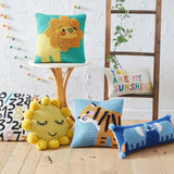 Sunshine Hook Throw Pillow w/Pom Poms