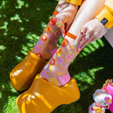 Smiley Face Daisy Sheer Crew Sock