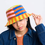 Super Stripe Bucket Hat in Peach Cobalt
