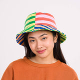 Super Stripe Bucket Hat in Peach Cobalt