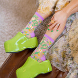 Heart Floral Sheer Crew Sock