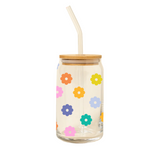 Flower Moxie Glass Travel Mug w/Lid + Straw