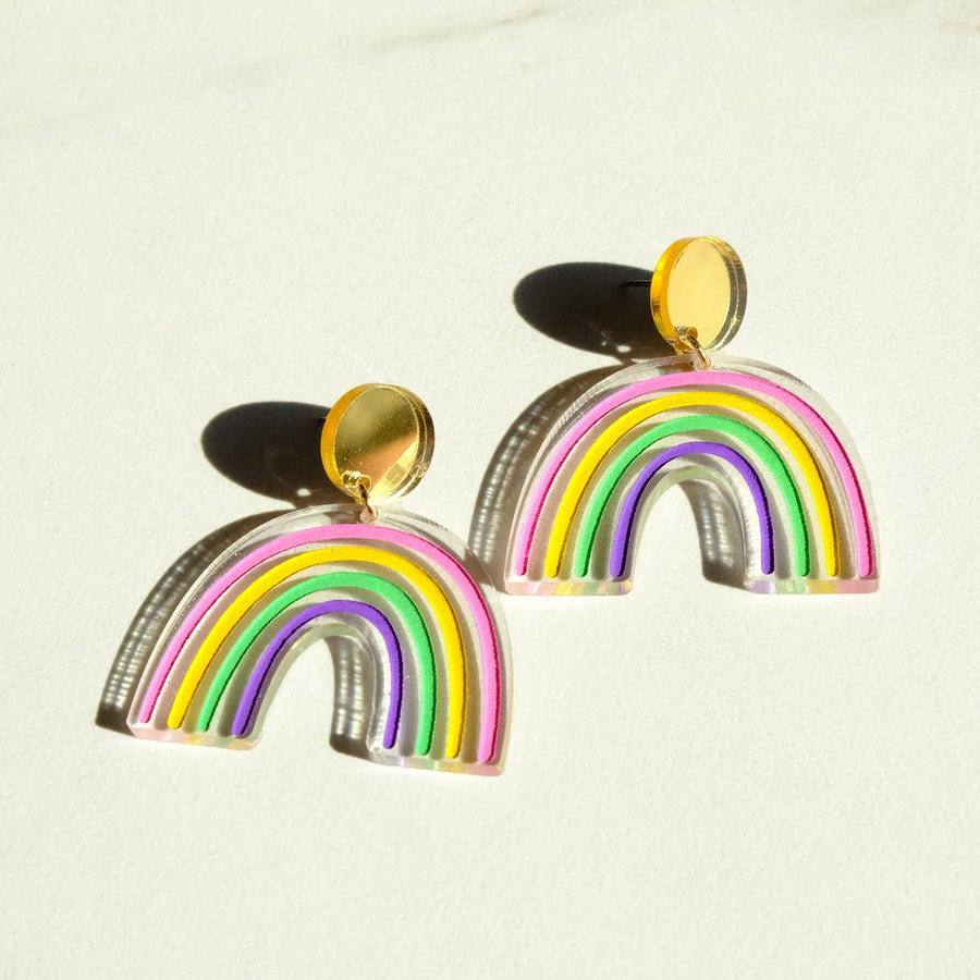 Rainbow Acrylic Dangle Earrings